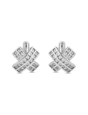 Platinum plated white zircon earrings by Xuping with English clasp