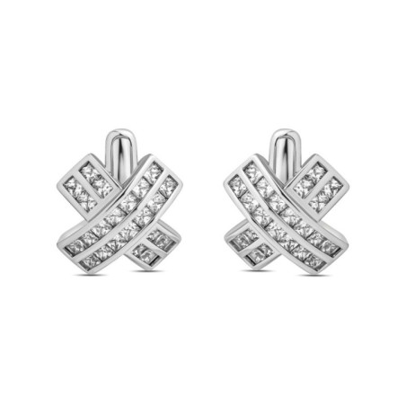 Platinum plated white zircon earrings by Xuping with English clasp