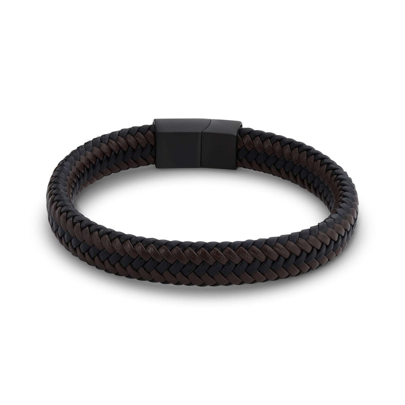 Two-Tone Braided Leather Bracelet – 21.5 cm
