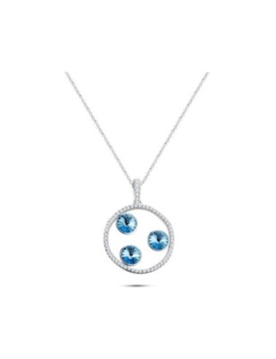 Platinum Plated Blue CZ Pendant Necklace Wholesale