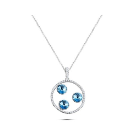 Platinum Plated Blue CZ Pendant Necklace Wholesale