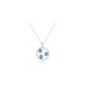 Platinum Plated Blue CZ Circle Pendant Necklace – 40–45 cm