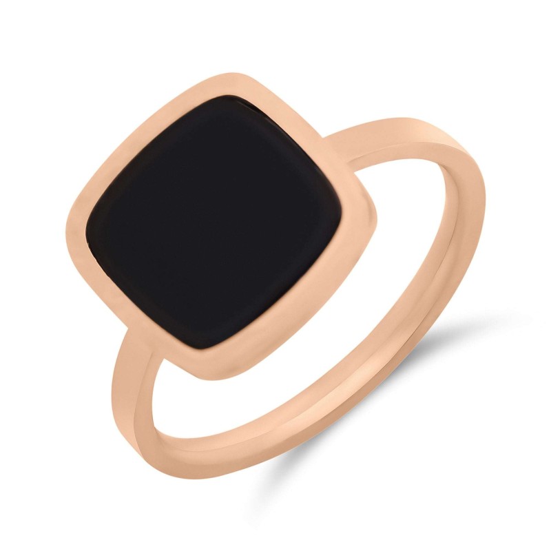 18K Gold Plated Black Enamel Ring
