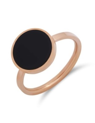 Rose Gold Plated Black Disc Ring