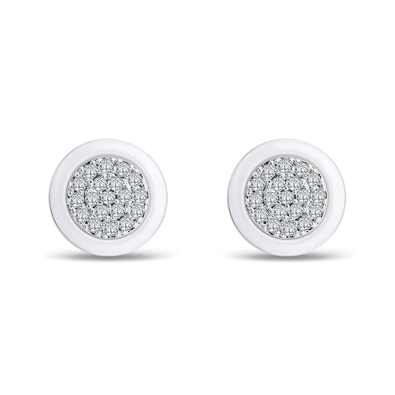 Platinum Plated White CZ Earrings 11mm