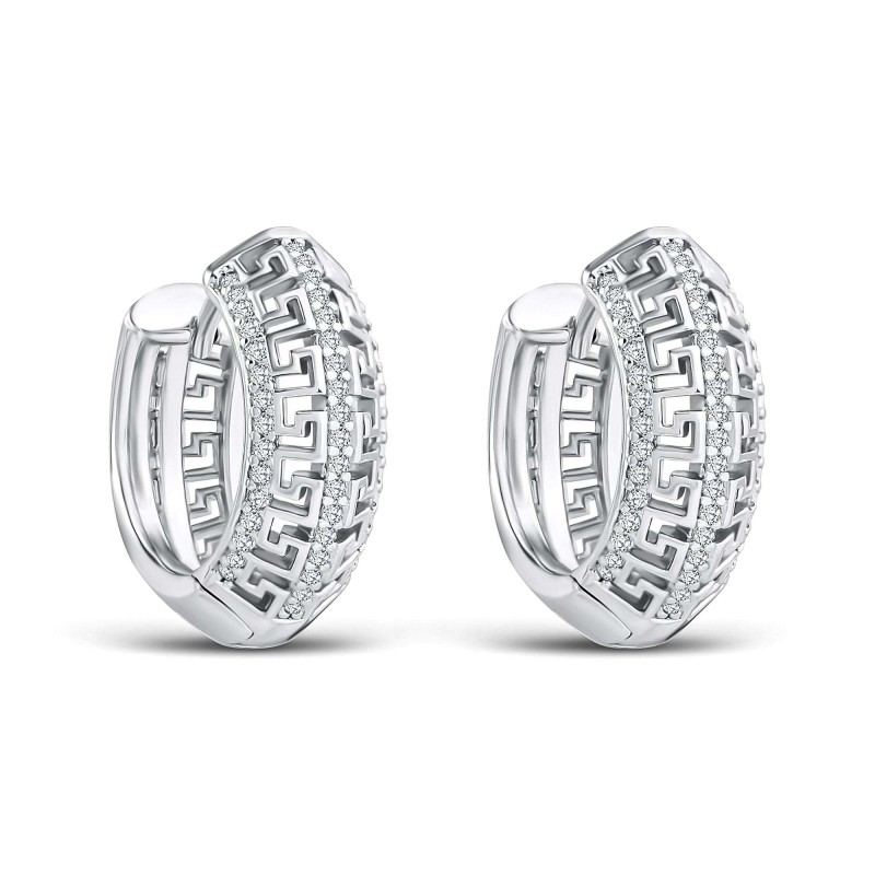 Platinum Plated Xuping Greek Key Hoop Zircon Earrings