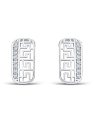 Platinum Plated Geometric CZ Earrings Wholesale