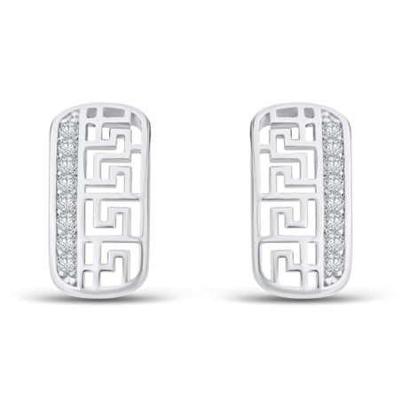 Platinum Plated Geometric CZ Earrings Wholesale