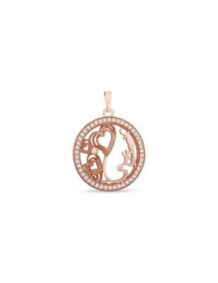 Rose Gold Plated CZ Halo Heart Pendant 35mm
