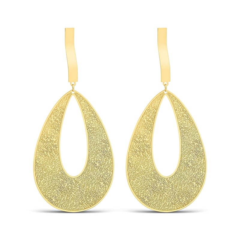 14K Gold Plated Filigree Teardrop Earrings 95mm