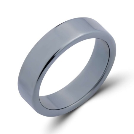 Grey hematite ring with smooth polished surface
