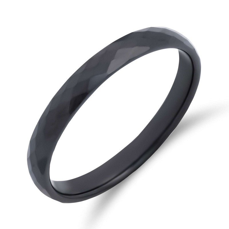 Black Ceramic Faceted Ring Band 3 mm Black Ceramic Faceted Ring Band 3 mm