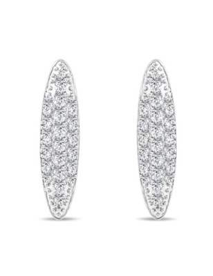 Xuping 23mm platinum plated earrings, elongated oval shape with white zircons and English clasp.