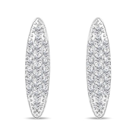 Xuping 23mm platinum plated earrings, elongated oval shape with white zircons and English clasp.