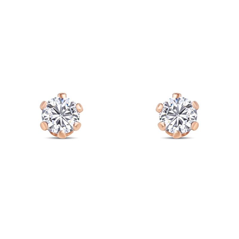 18K Gold Plated 3 MM White Synthetic CZ Stud Earrings Xuping