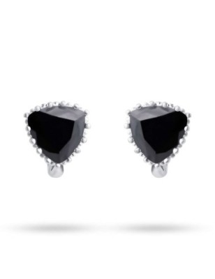 Platinum plated black zircon earrings by Xuping with English clasp