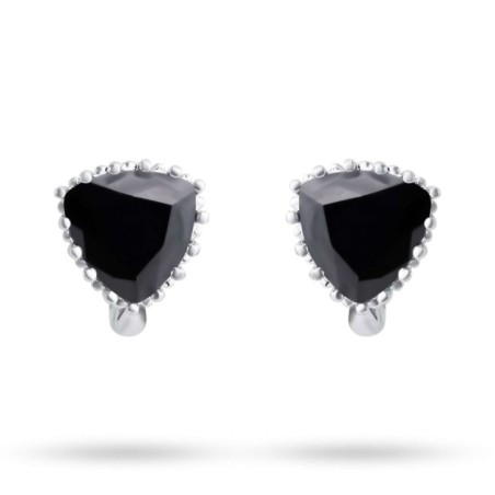 Platinum plated black zircon earrings by Xuping with English clasp