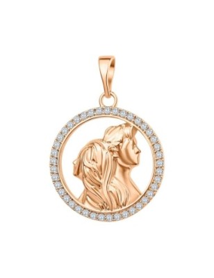 18K gold plated couple medallion pendant with decorative stones Xuping