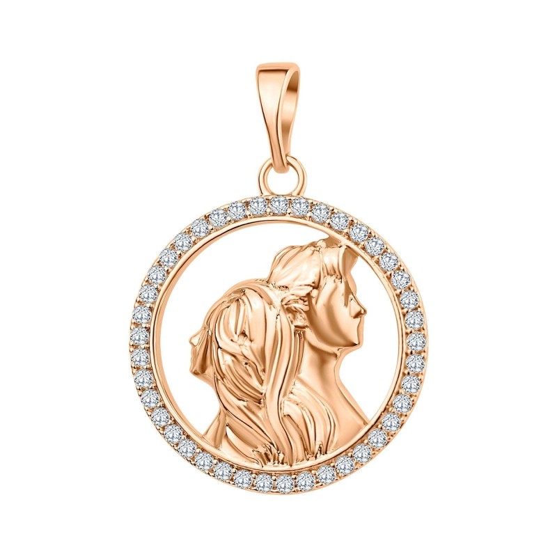 18K Gold Plated Couple Medallion Pendant with Stones Xuping