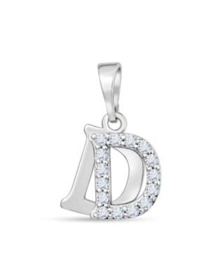 Platinum plated letter D pendant set with white zircon stones Xuping