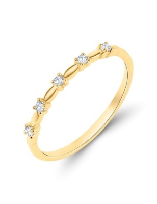 14K Gold Plated CZ Band Ring with White Stones
