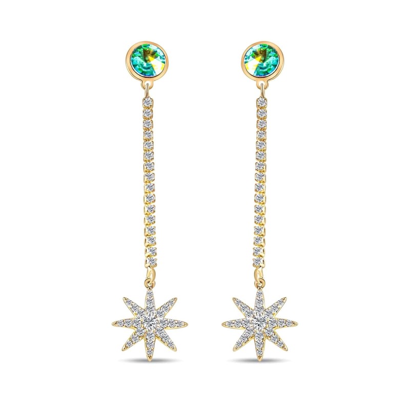 14K Gold Plated Xuping Long Star Zircon Earrings