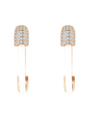 18K Gold Plated White Ceramic CZ Earrings Wholesale
