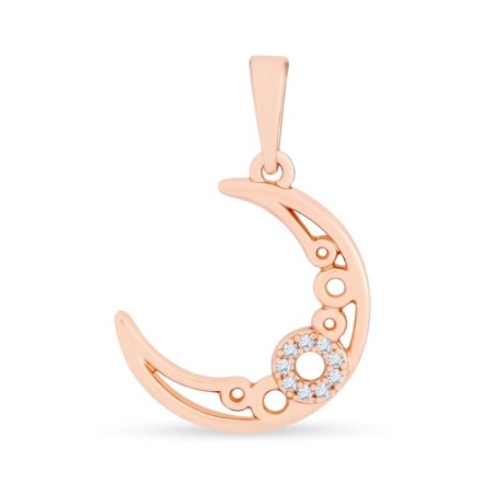 Xuping 18K gold plated crescent pendant with white zircon, 26 mm