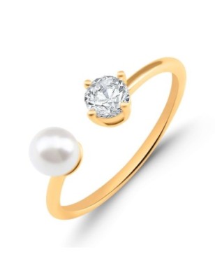 18K Gold Plated CZ & Shell Bead Ring Wholesale