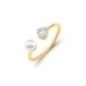 18K Gold Plated Open Ring with CZ & Shell Bead