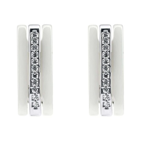 Platinum Plated 15 MM White Ceramic Synthetic CZ Earrings Xuping