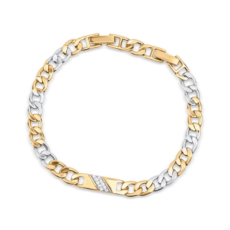 18K Gold & Platinum Plated Xuping Two-Tone CZ Bracelet (17/19cm) 18K Gold & Platinum Plated Xuping Two-Tone CZ Bracelet (17/19cm)