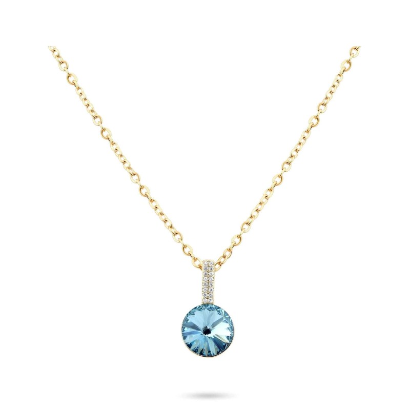 18K Gold Plated Necklace with Blue CZ Pendant
