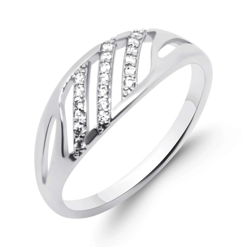 Platinum Plated CZ Ring with White Stones Platinum Plated CZ Ring with White Stones