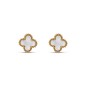 14K Gold Plated 12 MM White Enamel Clover Stud Earrings 14K Gold Plated 12 MM White Enamel Clover Stud Earrings
