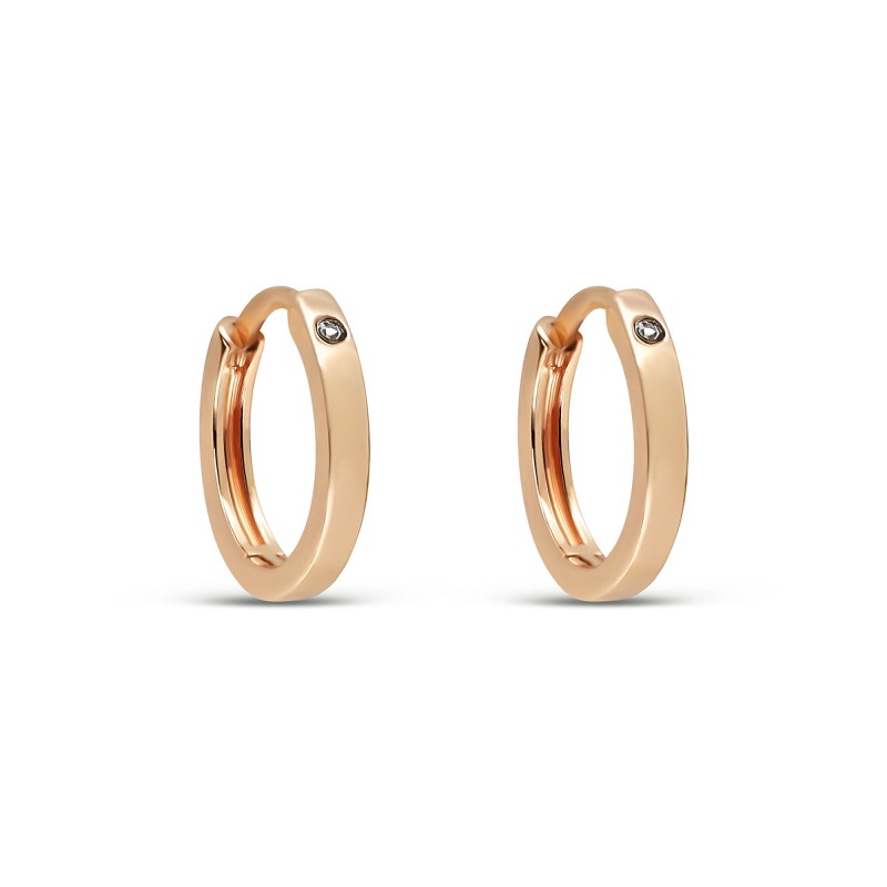 12mm Minimal CZ Hoop Earrings with 18K Gold Plating