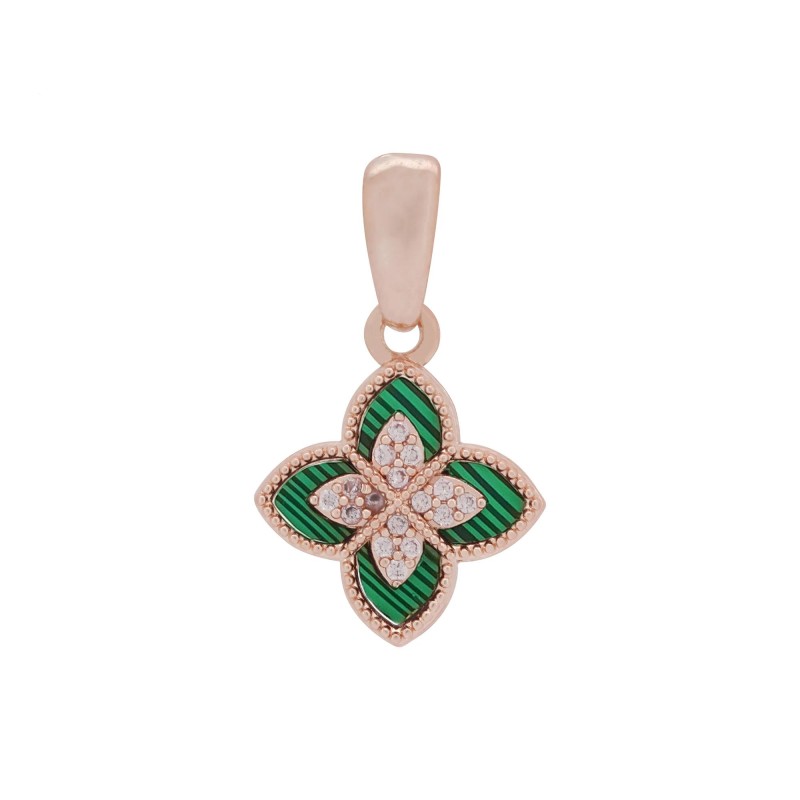 18K Gold Plated Green Enamel Pendant 15 MM