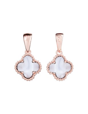 Кулон Fallon Jewelry: 18К позолота, клевер с перламутром, контур из шариков, 22 мм