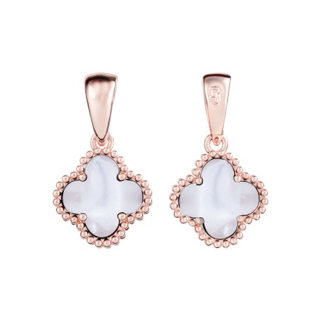 18K gold plated clover pendant with mother-of-pearl inlay and bead-style rim, 22 mm, Fallon Jewelry