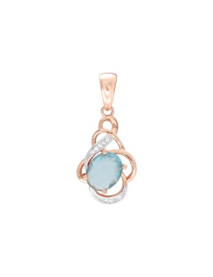 18K Gold Plated Pendant 24 MM with Blue & White CZ – Fallon Jewelry