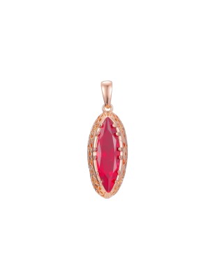 18K Gold Plated Red CZ Marquise Pendant 29mm