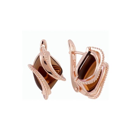 18K Gold Plated Earrings 22 MM with Synthetic Brown CZ – Fallon Jewelry