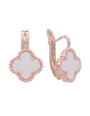 Серьги Fallon Jewelry 22 мм: 18К позолота, белая вставка, контур из шариков, английский замок