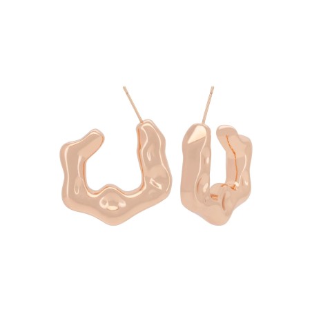 18K gold plated wavy open hoop stud earrings, 32 mm, Fallon