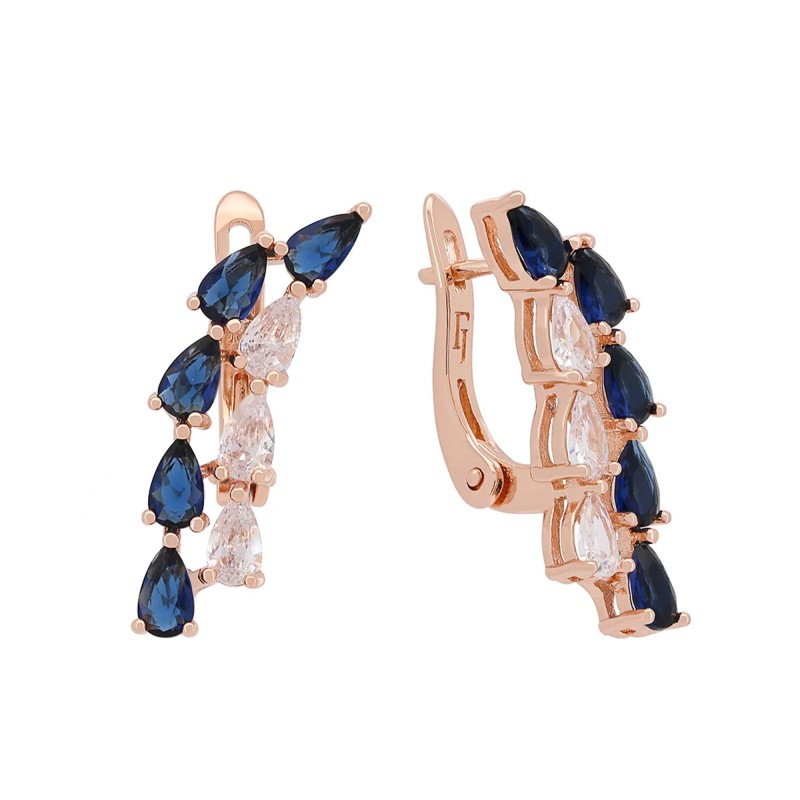 18K Gold Plated Blue-White CZ Earrings Fallon