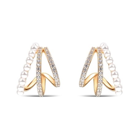 Xuping 18K Pearl & Zircon Illusion Studs | B2B Wholesale EU