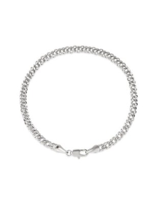 Xuping platinum plated chain bracelet featuring a sleek flat interlocking link design, 19cm length and 5mm width.