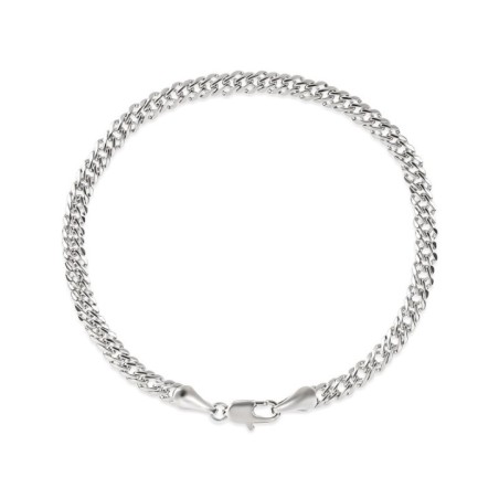 Xuping platinum plated chain bracelet featuring a sleek flat interlocking link design, 19cm length and 5mm width.