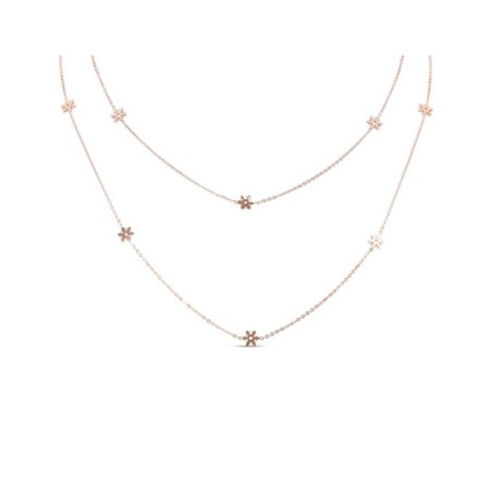 Rose gold plated snowflake motif chain necklace, 60 cm