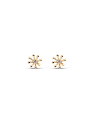 18K Gold Plated 5 MM White Synthetic CZ Stud Earrings Xuping
